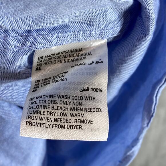 CLUB ROOM Men's Light Blue Regular-Fit Cotton Oxford Dress Shirt SZ 15.5 34/35 - Picture 9 of 9